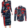 Carlton Football Club Couples Matching Long Sleeve Bodycon Dress and Long Sleeve Button Shirt Mascot Cartoon Football Illustration Style