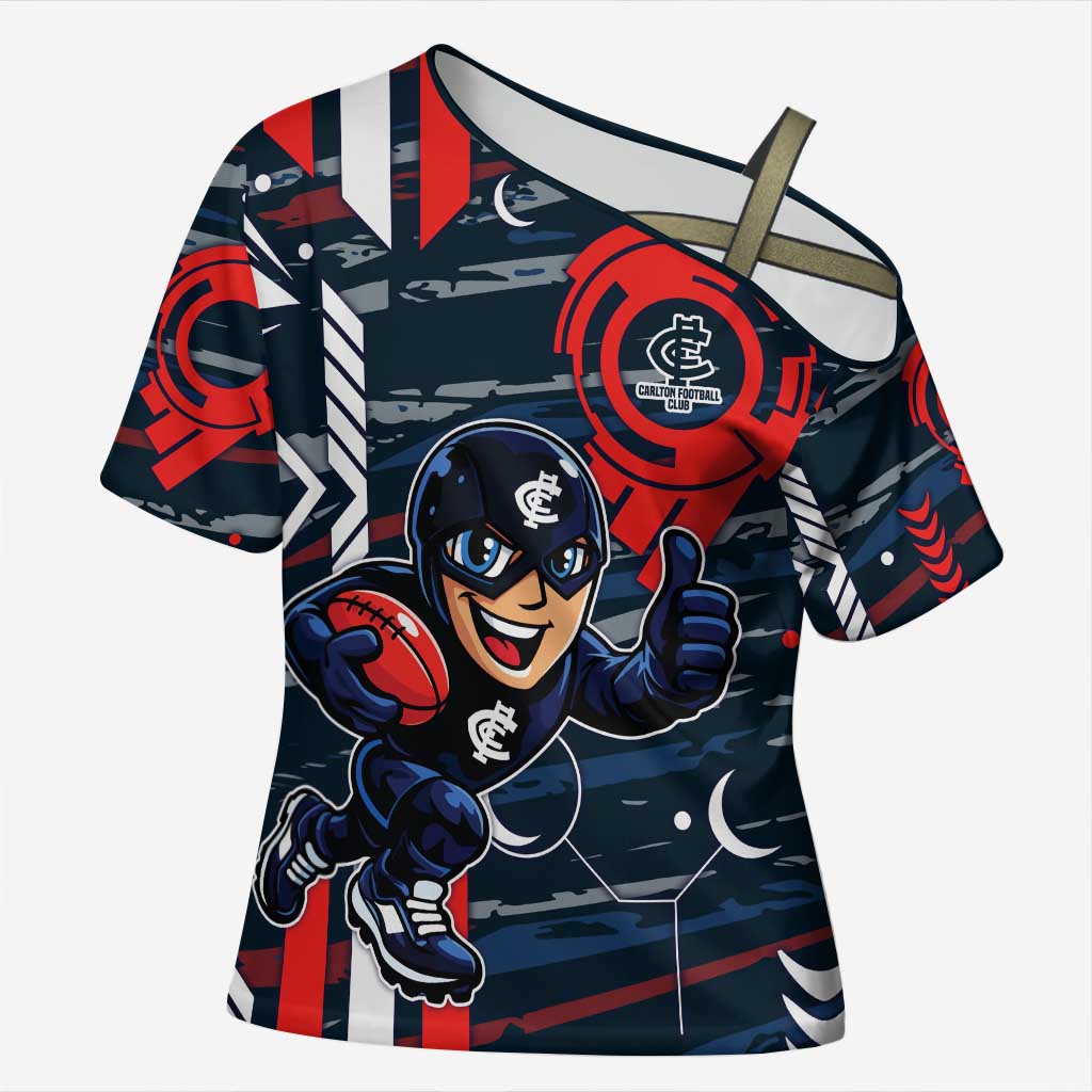 Carlton Football Club Cross Shoulder Shirt Mascot Cartoon Football Illustration Style