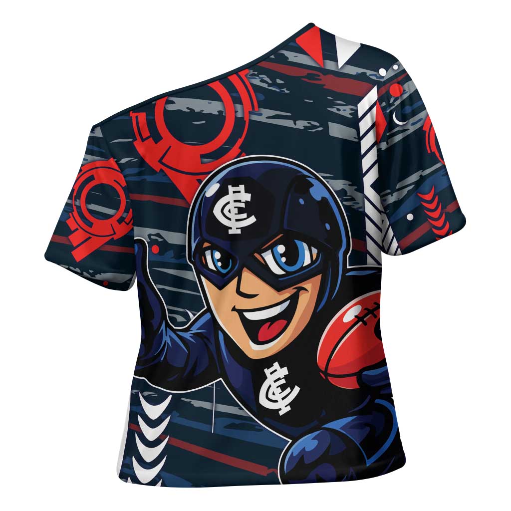 Carlton Football Club Cross Shoulder Shirt Mascot Cartoon Football Illustration Style