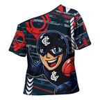 Carlton Football Club Cross Shoulder Shirt Mascot Cartoon Football Illustration Style