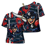 Carlton Football Club Cross Shoulder Shirt Mascot Cartoon Football Illustration Style