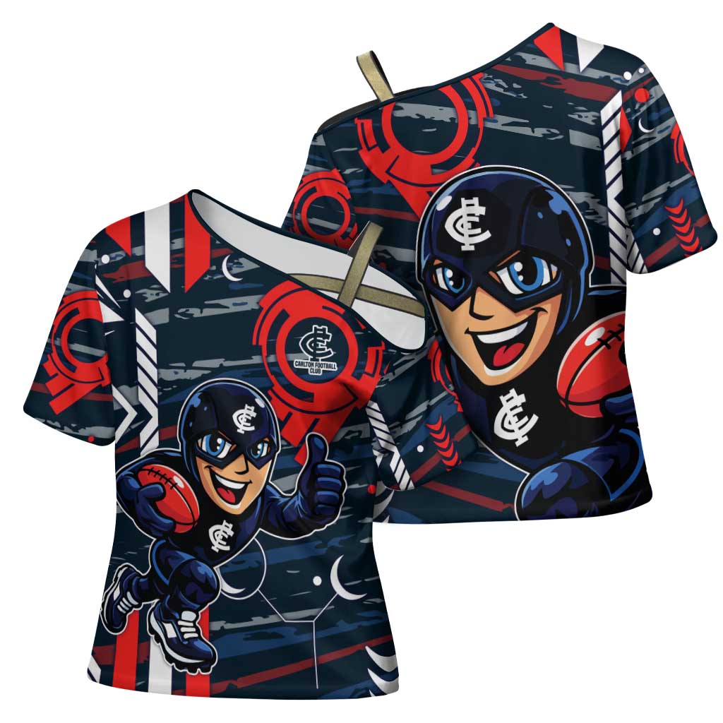 Carlton Football Club Cross Shoulder Shirt Mascot Cartoon Football Illustration Style