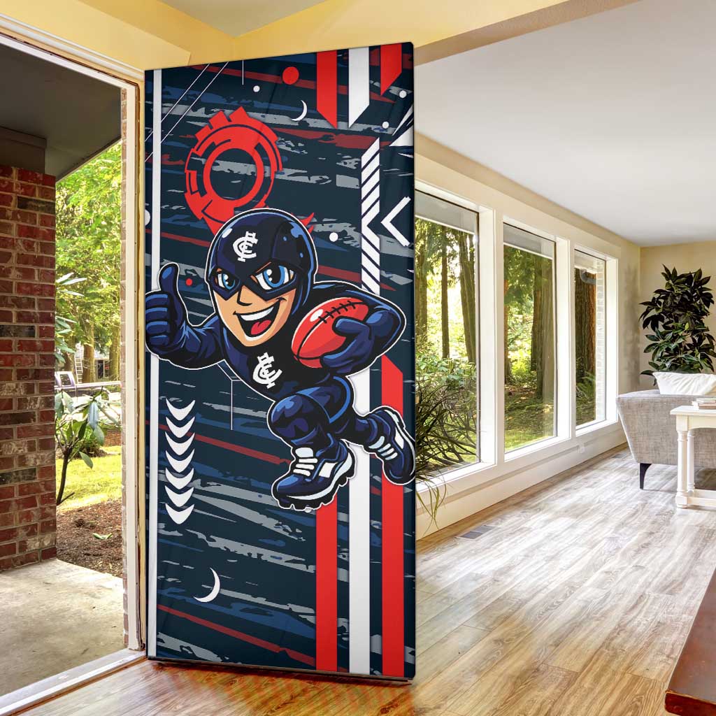 Carlton Football Club Door Cover Mascot Cartoon Football Illustration Style