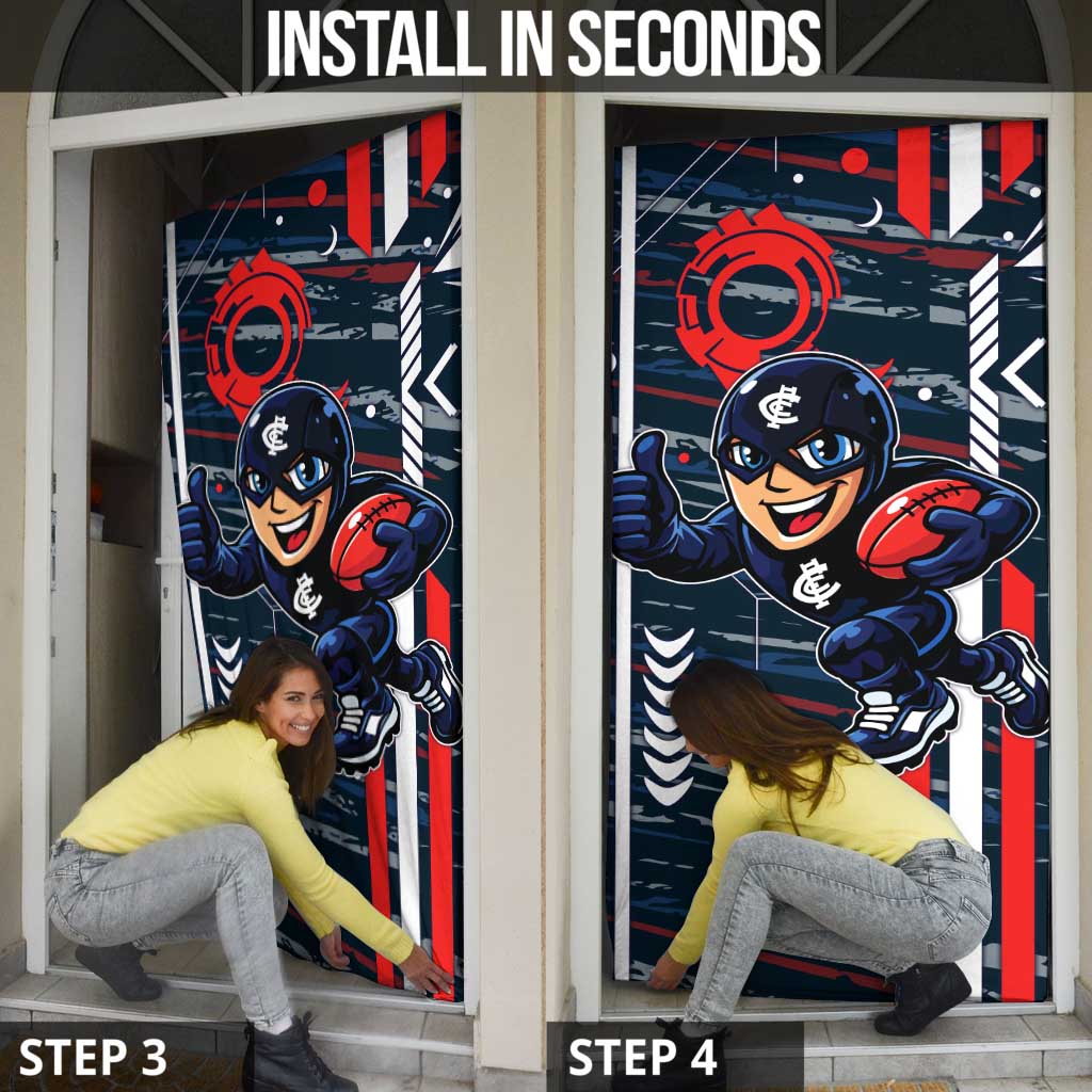Carlton Football Club Door Cover Mascot Cartoon Football Illustration Style