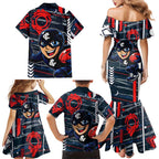 Carlton Football Club Family Matching Mermaid Dress and Hawaiian Shirt Mascot Cartoon Football Illustration Style