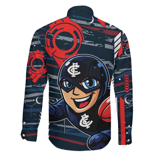 Carlton Football Club Family Matching Mermaid Dress and Hawaiian Shirt Mascot Cartoon Football Illustration Style
