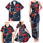 Carlton Football Club Family Matching Tank Maxi Dress and Hawaiian Shirt Mascot Cartoon Football Illustration Style