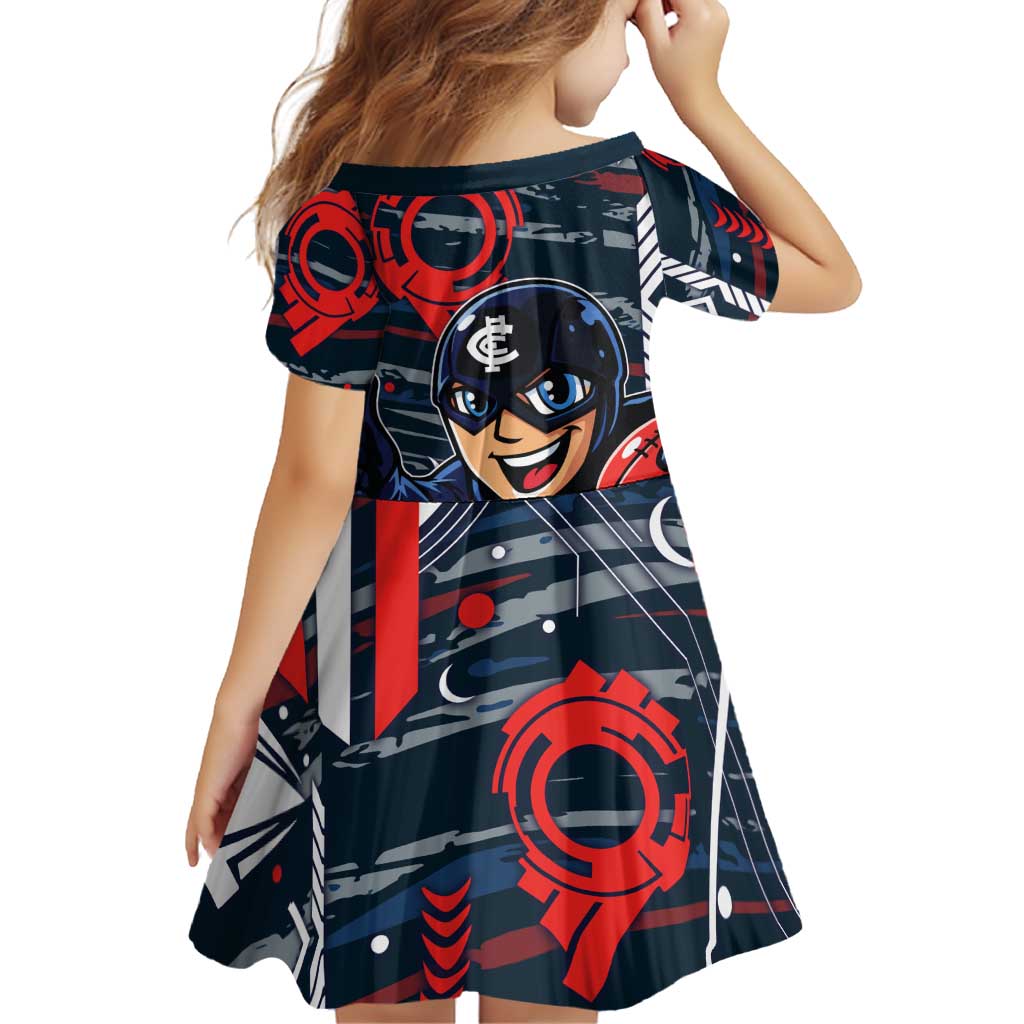 Carlton Football Club Family Matching Tank Maxi Dress and Hawaiian Shirt Mascot Cartoon Football Illustration Style