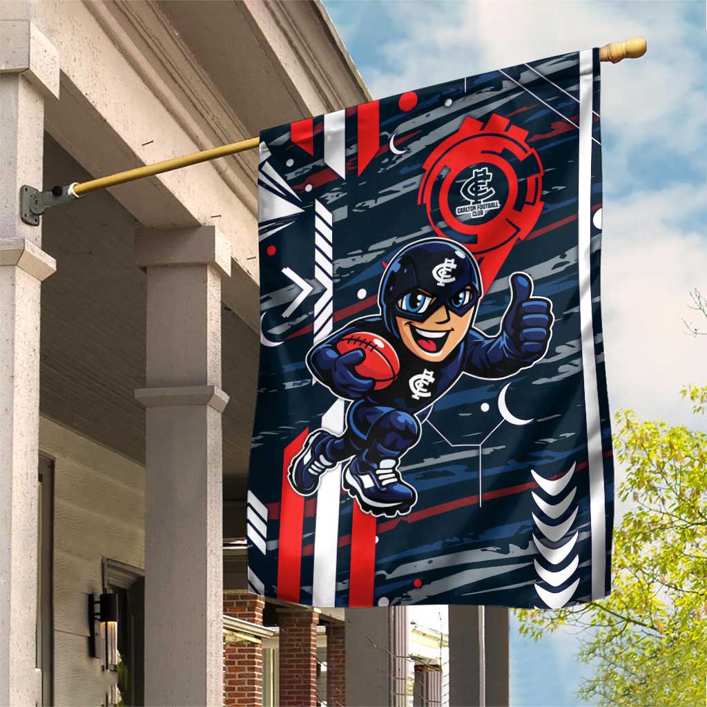 Carlton Football Club Garden Flag Mascot Cartoon Football Illustration Style