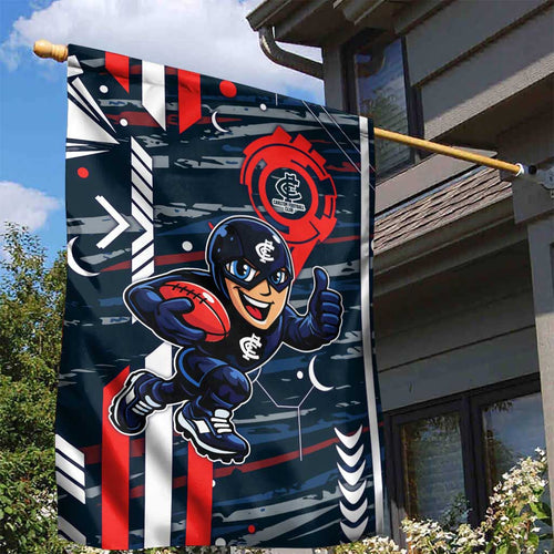 Carlton Football Club Garden Flag Mascot Cartoon Football Illustration Style