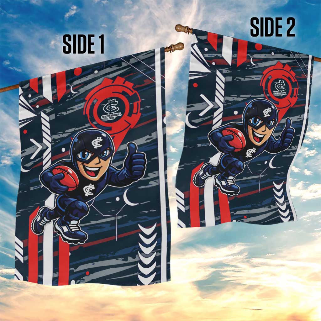 Carlton Football Club Garden Flag Mascot Cartoon Football Illustration Style
