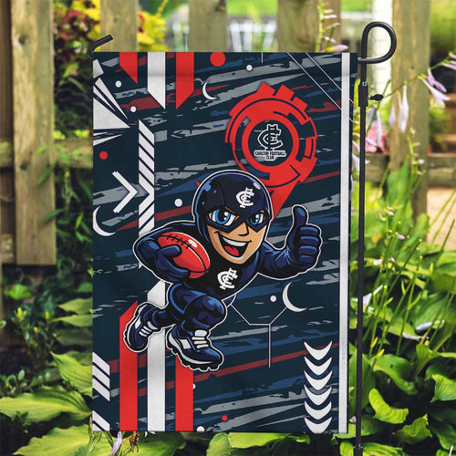 Carlton Football Club Garden Flag Mascot Cartoon Football Illustration Style