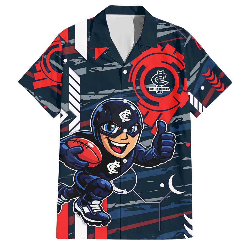 Carlton Football Club Hawaiian Shirt Mascot Cartoon Football Illustration Style