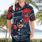 Carlton Football Club Hawaiian Shirt Mascot Cartoon Football Illustration Style
