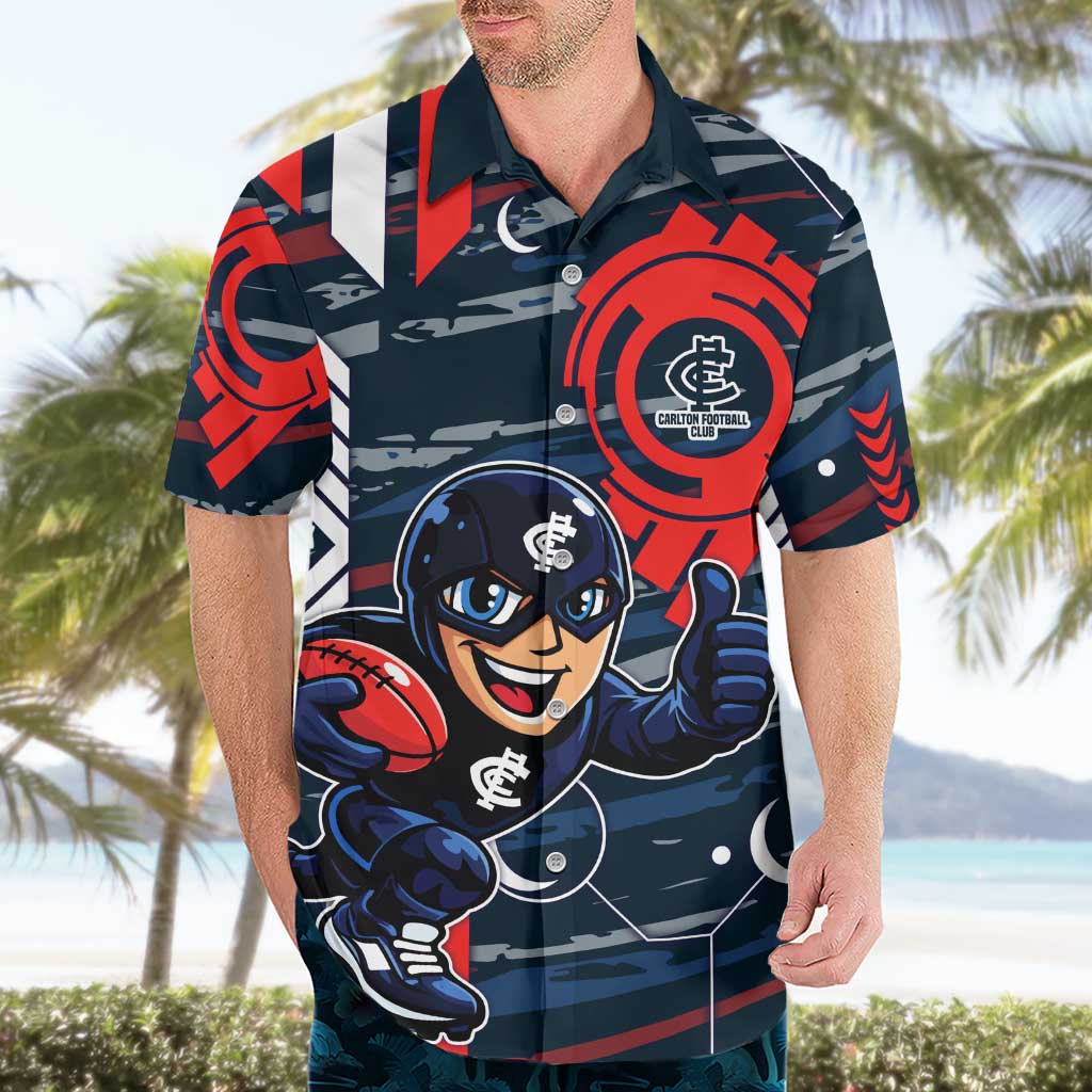 Carlton Football Club Hawaiian Shirt Mascot Cartoon Football Illustration Style