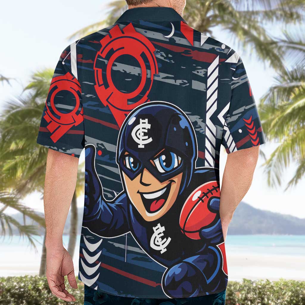 Carlton Football Club Hawaiian Shirt Mascot Cartoon Football Illustration Style