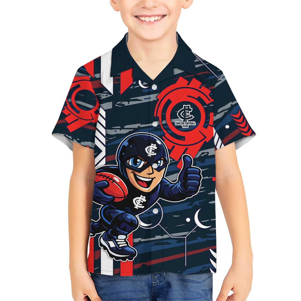 Carlton Football Club Hawaiian Shirt Mascot Cartoon Football Illustration Style