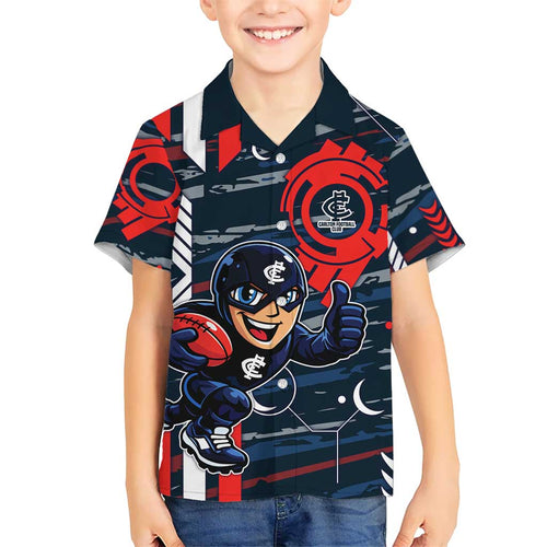 Carlton Football Club Hawaiian Shirt Mascot Cartoon Football Illustration Style