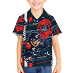 Carlton Football Club Kid Hawaiian Shirt Mascot Cartoon Football Illustration Style