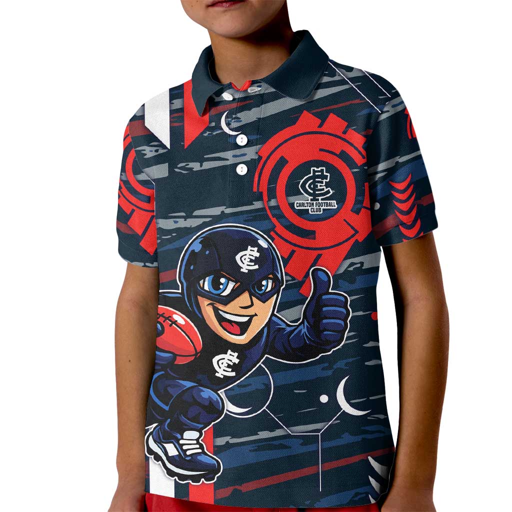 Carlton Football Club Kid Polo Shirt Mascot Cartoon Football Illustration Style