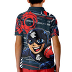 Carlton Football Club Kid Polo Shirt Mascot Cartoon Football Illustration Style