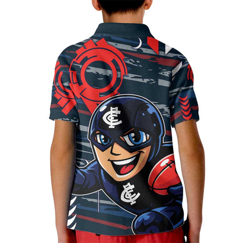 Carlton Football Club Kid Polo Shirt Mascot Cartoon Football Illustration Style