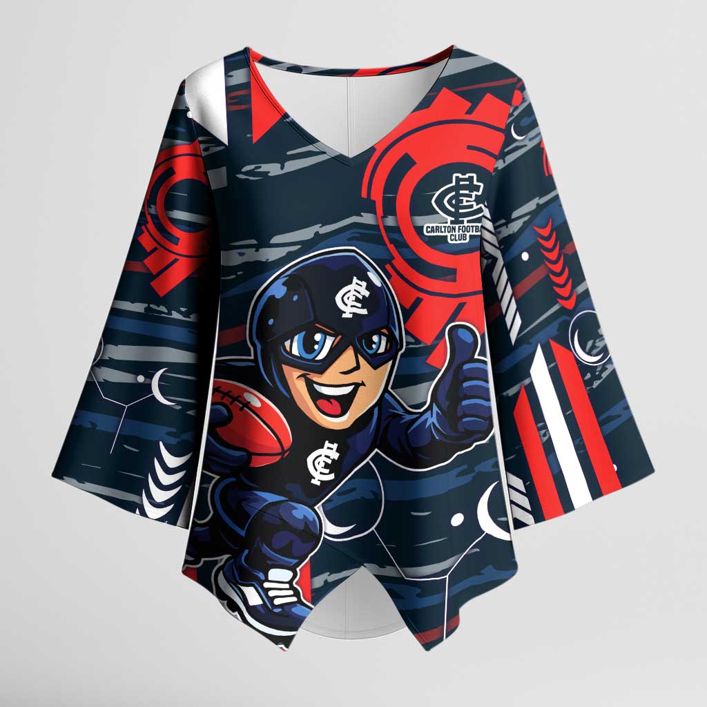 Carlton Football Club Kimono Sleeve Blouse Mascot Cartoon Football Illustration Style