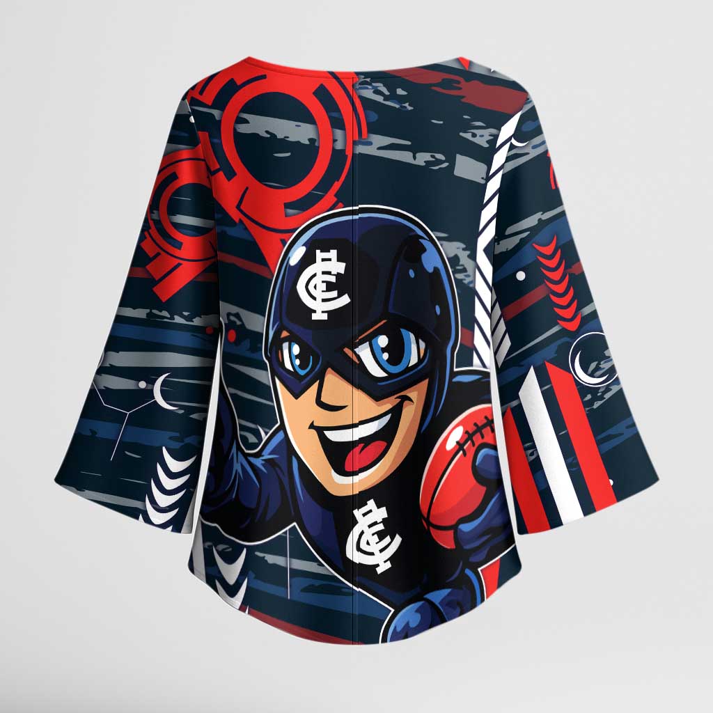 Carlton Football Club Kimono Sleeve Blouse Mascot Cartoon Football Illustration Style