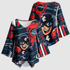 Carlton Football Club Kimono Sleeve Blouse Mascot Cartoon Football Illustration Style
