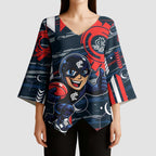 Carlton Football Club Kimono Sleeve Blouse Mascot Cartoon Football Illustration Style