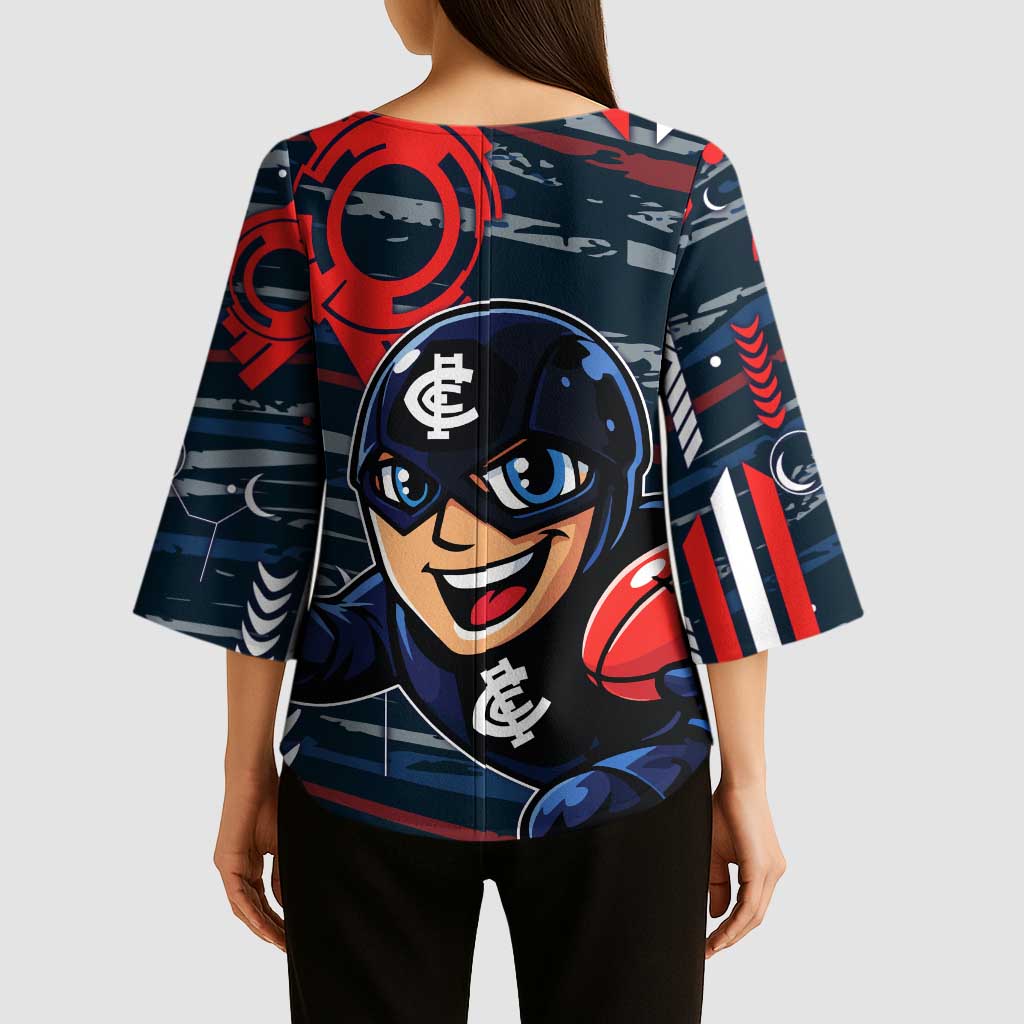 Carlton Football Club Kimono Sleeve Blouse Mascot Cartoon Football Illustration Style