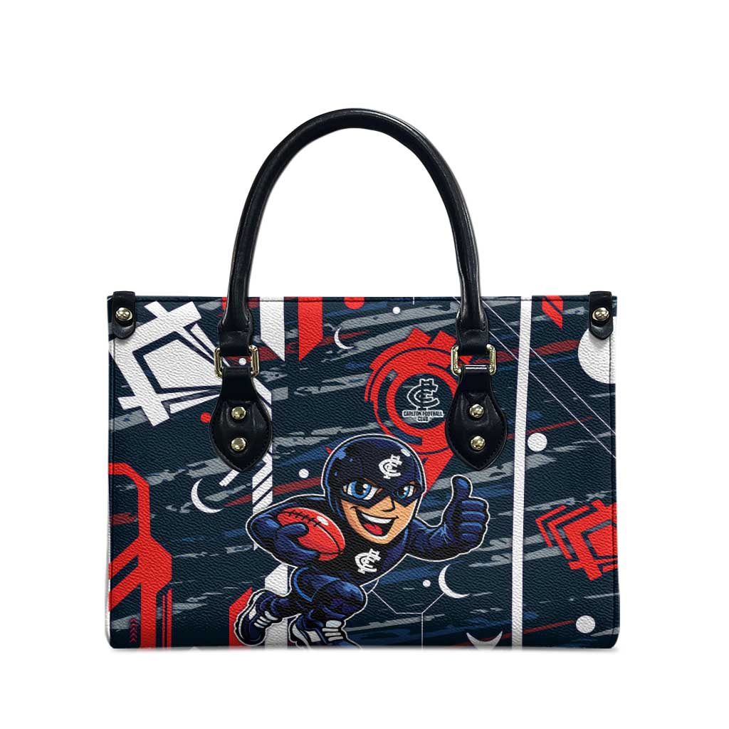 Carlton Football Club Leather Bag Mascot Cartoon Football Illustration Style