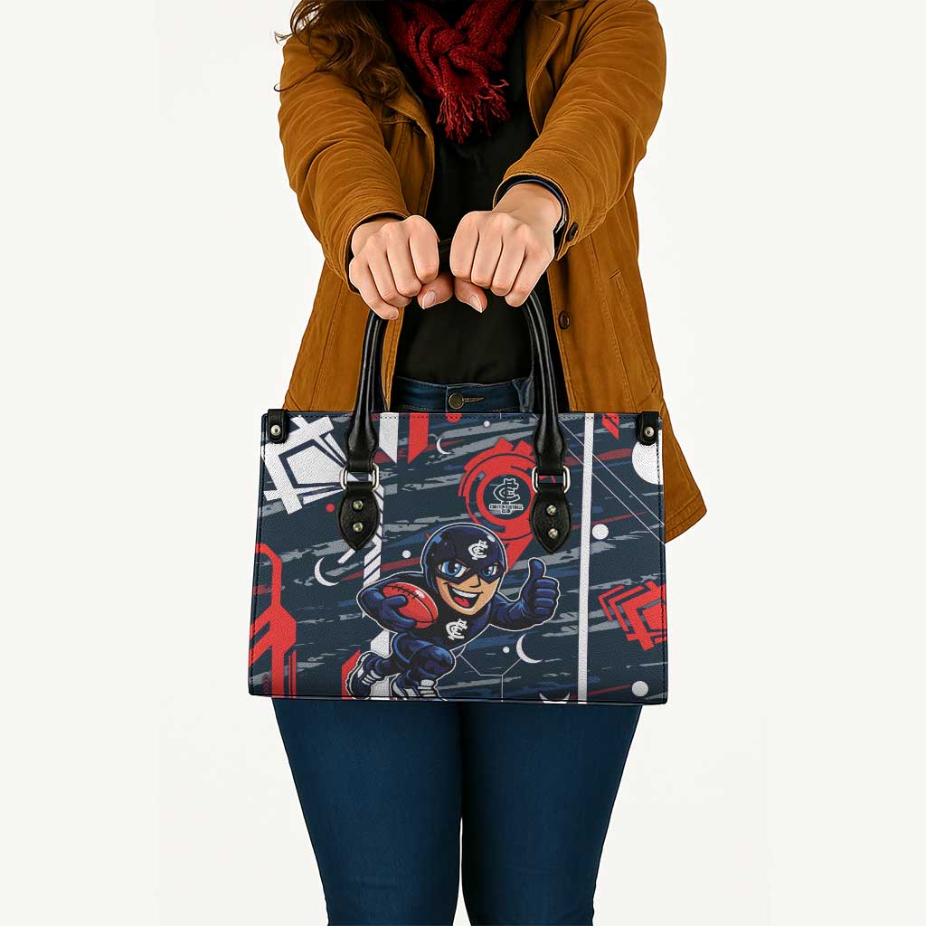 Carlton Football Club Leather Bag Mascot Cartoon Football Illustration Style