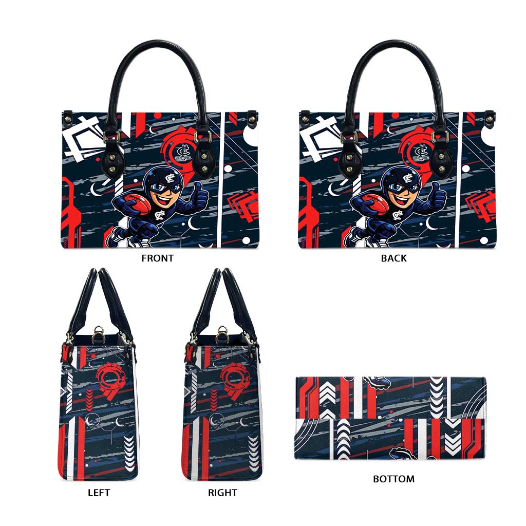 Carlton Football Club Leather Bag Mascot Cartoon Football Illustration Style