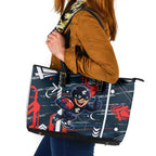 Carlton Football Club Leather Tote Bag Mascot Cartoon Football Illustration Style