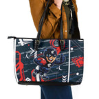 Carlton Football Club Leather Tote Bag Mascot Cartoon Football Illustration Style