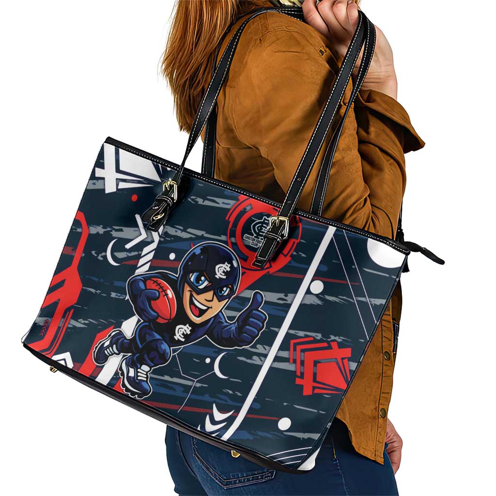 Carlton Football Club Leather Tote Bag Mascot Cartoon Football Illustration Style