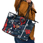 Carlton Football Club Leather Tote Bag Mascot Cartoon Football Illustration Style