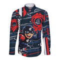 Carlton Football Club Long Sleeve Button Shirt Mascot Cartoon Football Illustration Style