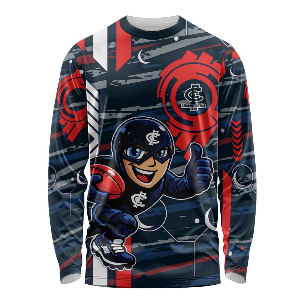 Carlton Football Club Long Sleeve Shirt Mascot Cartoon Football Illustration Style