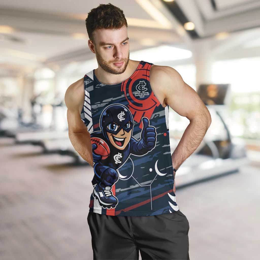 Carlton Football Club Men Tank Top Mascot Cartoon Football Illustration Style