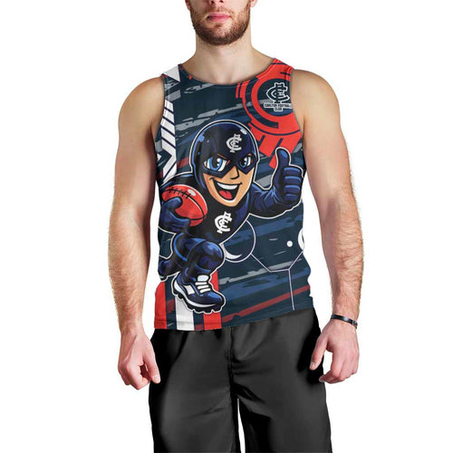 Carlton Football Club Men Tank Top Mascot Cartoon Football Illustration Style