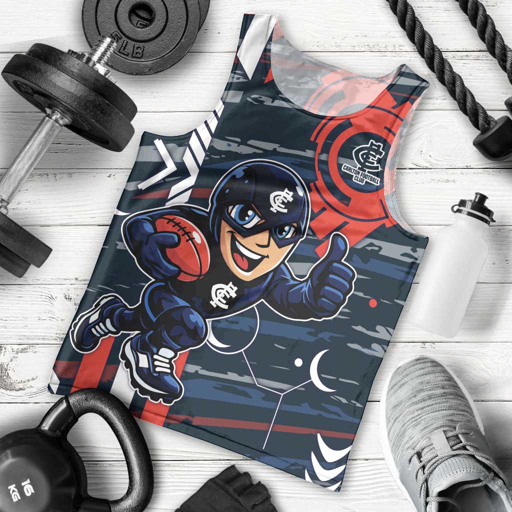 Carlton Football Club Men Tank Top Mascot Cartoon Football Illustration Style