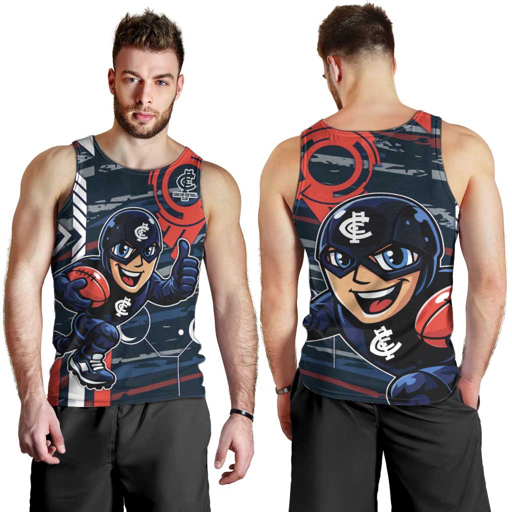 Carlton Football Club Men Tank Top Mascot Cartoon Football Illustration Style