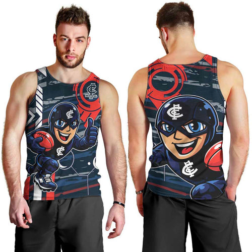 Carlton Football Club Men Tank Top Mascot Cartoon Football Illustration Style