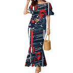 Carlton Football Club Mermaid Dress Mascot Cartoon Football Illustration Style