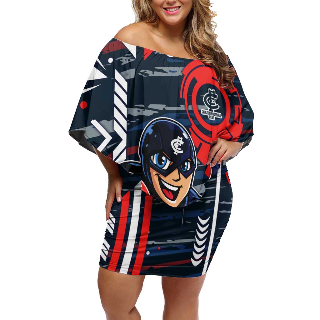 Carlton Football Club Off Shoulder Short Dress Mascot Cartoon Football Illustration Style