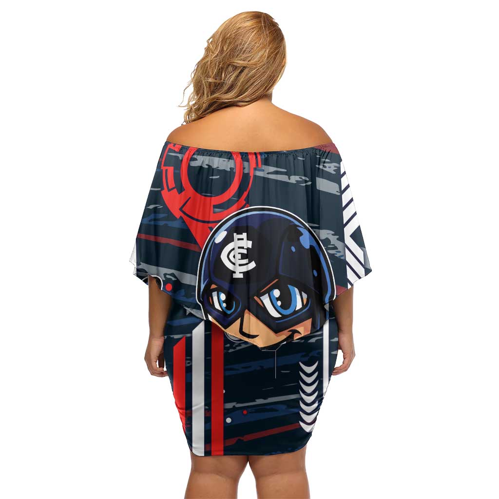 Carlton Football Club Off Shoulder Short Dress Mascot Cartoon Football Illustration Style