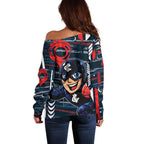 Carlton Football Club Off Shoulder Sweater Mascot Cartoon Football Illustration Style