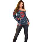 Carlton Football Club Off Shoulder Sweater Mascot Cartoon Football Illustration Style